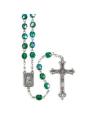  EMERALD MULTI FACETED GLASS BEAD ROSARY 